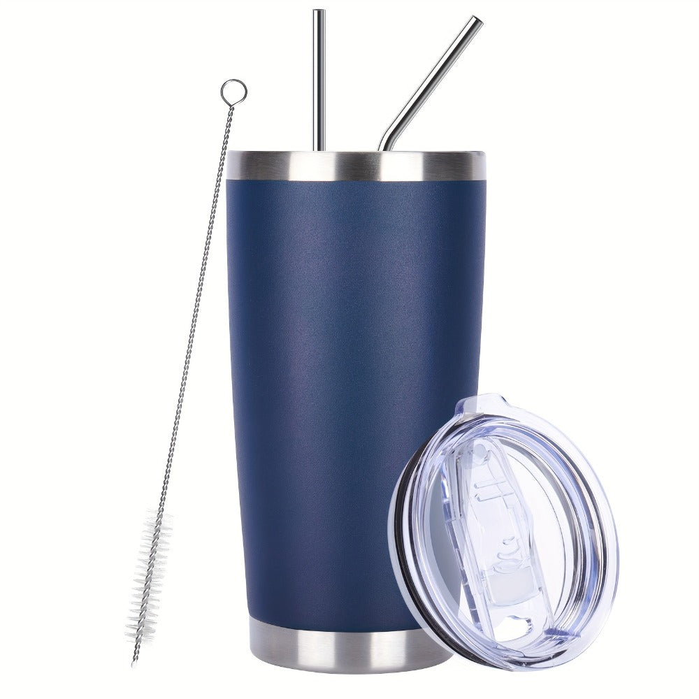 Stainless Steel Insulated Tumblers with Lid and Straw Bulk 20oz 304 Double Wall Vacuum Travel Mug for Hot Iced Coffee Drinks Water Cup Set 8pcs 12pcs 24pcs White Navy Blue Red Silver Black Mix