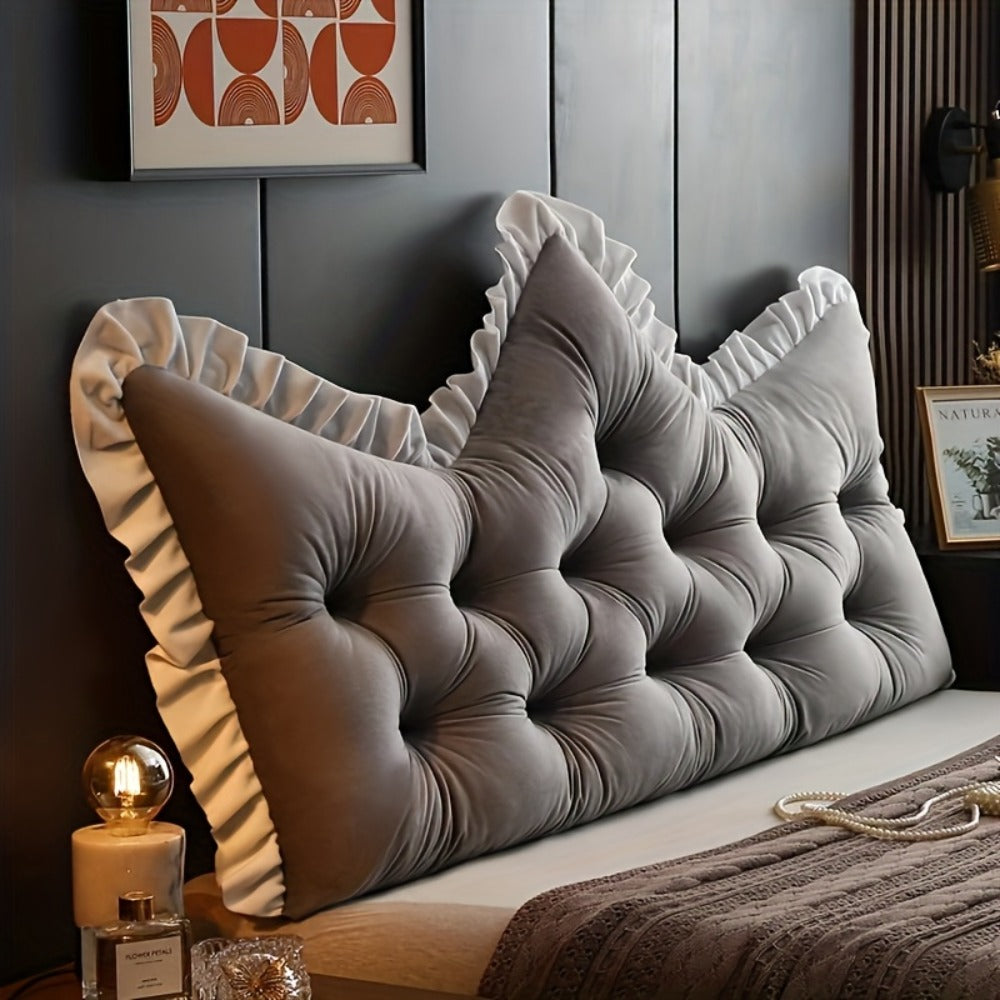 Tufted Backrest Cushion Large Vintage Ruffle Trim Sofa Bed Pillow Filled Lumbar Support Cushion Hand Washable Home Decor Pearl Gray Mica Gray Pearl White Emerald Green