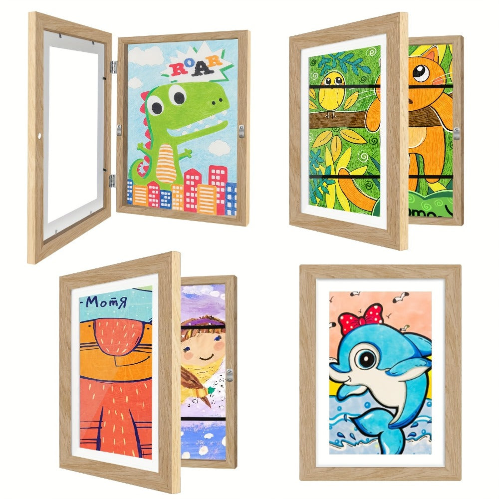 Kids Artwork Frame Front Opening Changeable 8.5x11 Children Art Display Picture Frame Holds 100+ Pieces for Drawing Crafts Photos 2 Pack 4 Pack Wood White