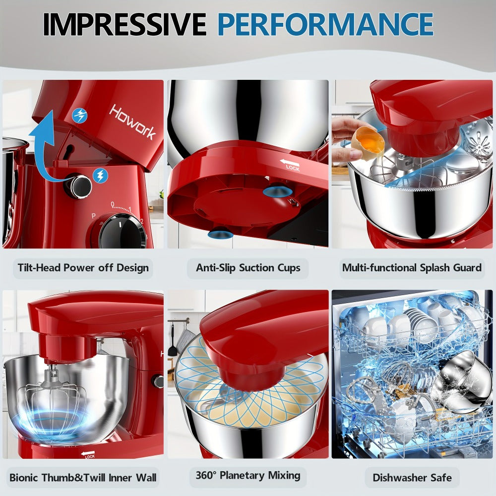 Stand Mixer 5QT, 10-Speed Electric Kitchen Mixer with Dough Hook, Flat Beater, Wire Whip & Pouring Shield ¡ª Dishwasher-Safe Attachments for Baking, Bread, Cake & Cookie Dough