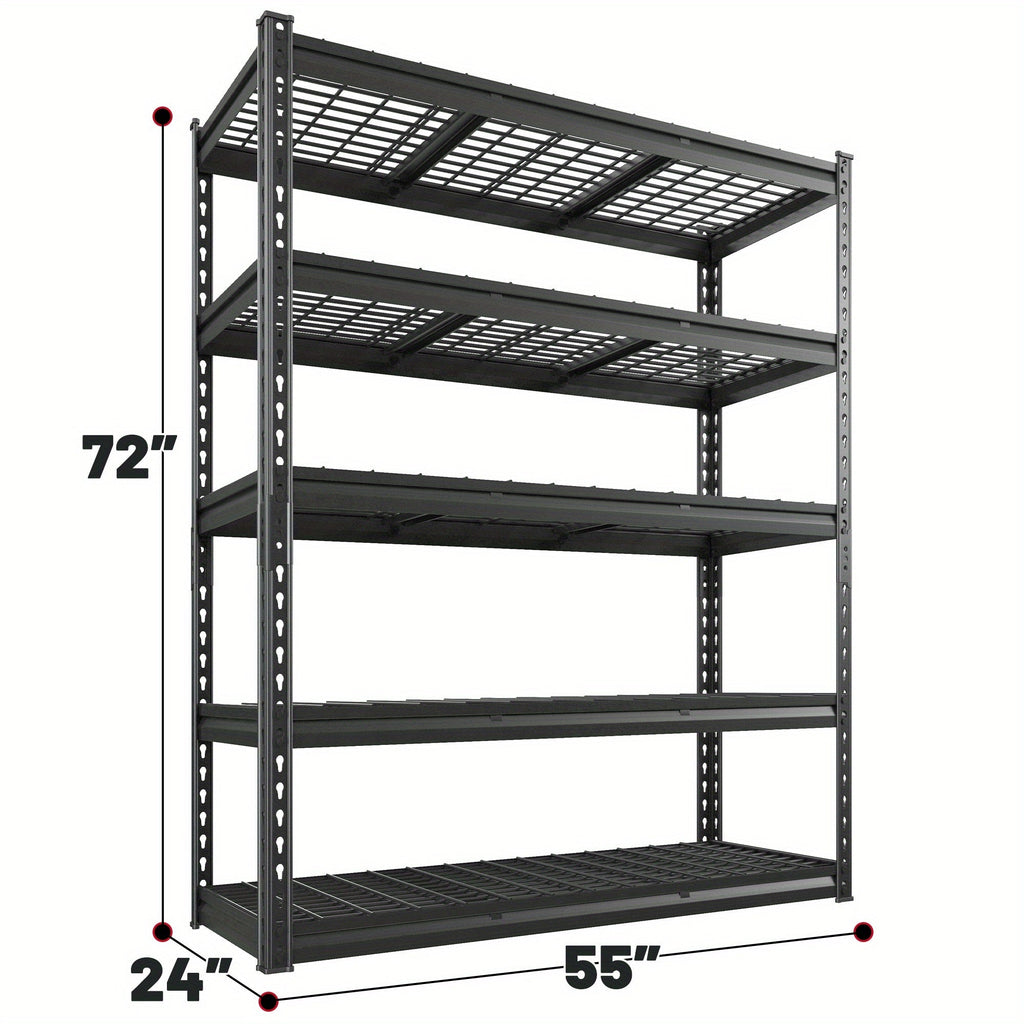 Heavy Duty 5 Tier Metal Shelving Unit Adjustable Up to 3000LBS for Garage Workshop Commercial Storage Rack No Bolt Easy Assembly Black
