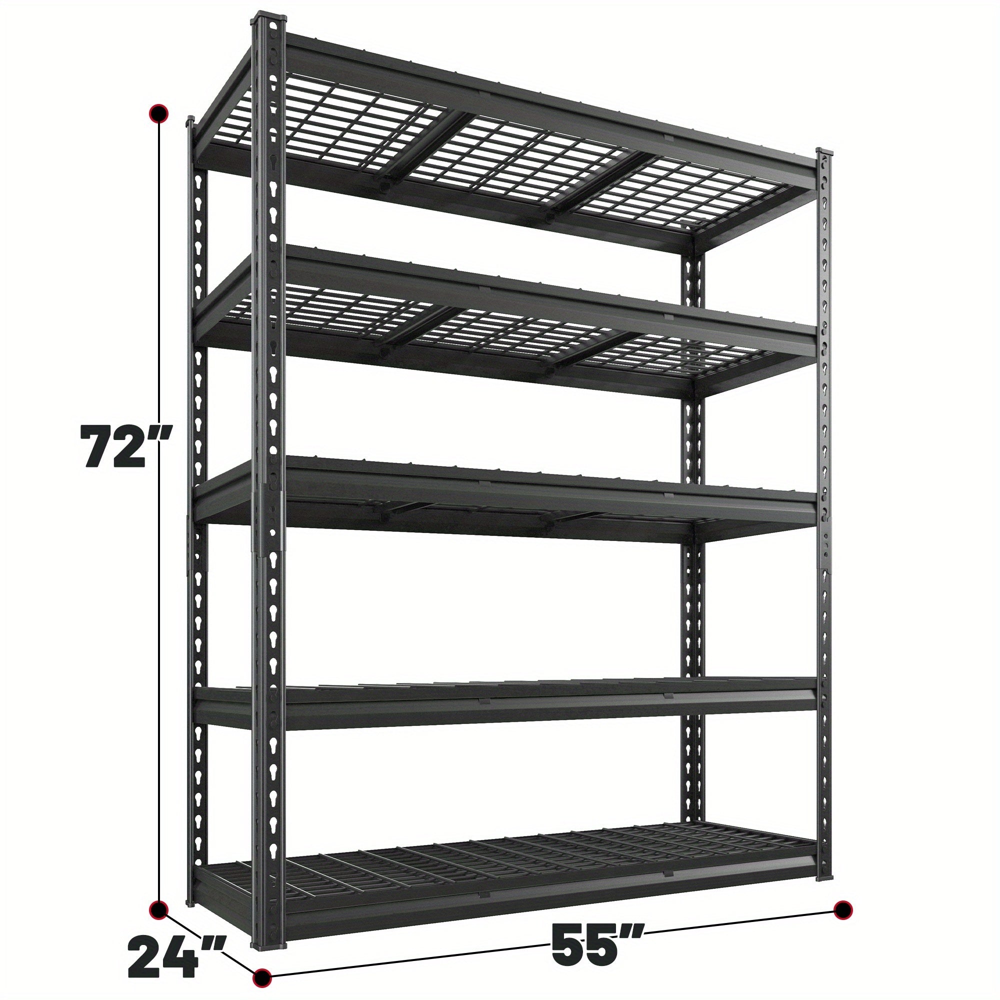 Heavy Duty 5 Tier Metal Shelving Unit Adjustable Up to 3000LBS for Garage Workshop Commercial Storage Rack No Bolt Easy Assembly Black