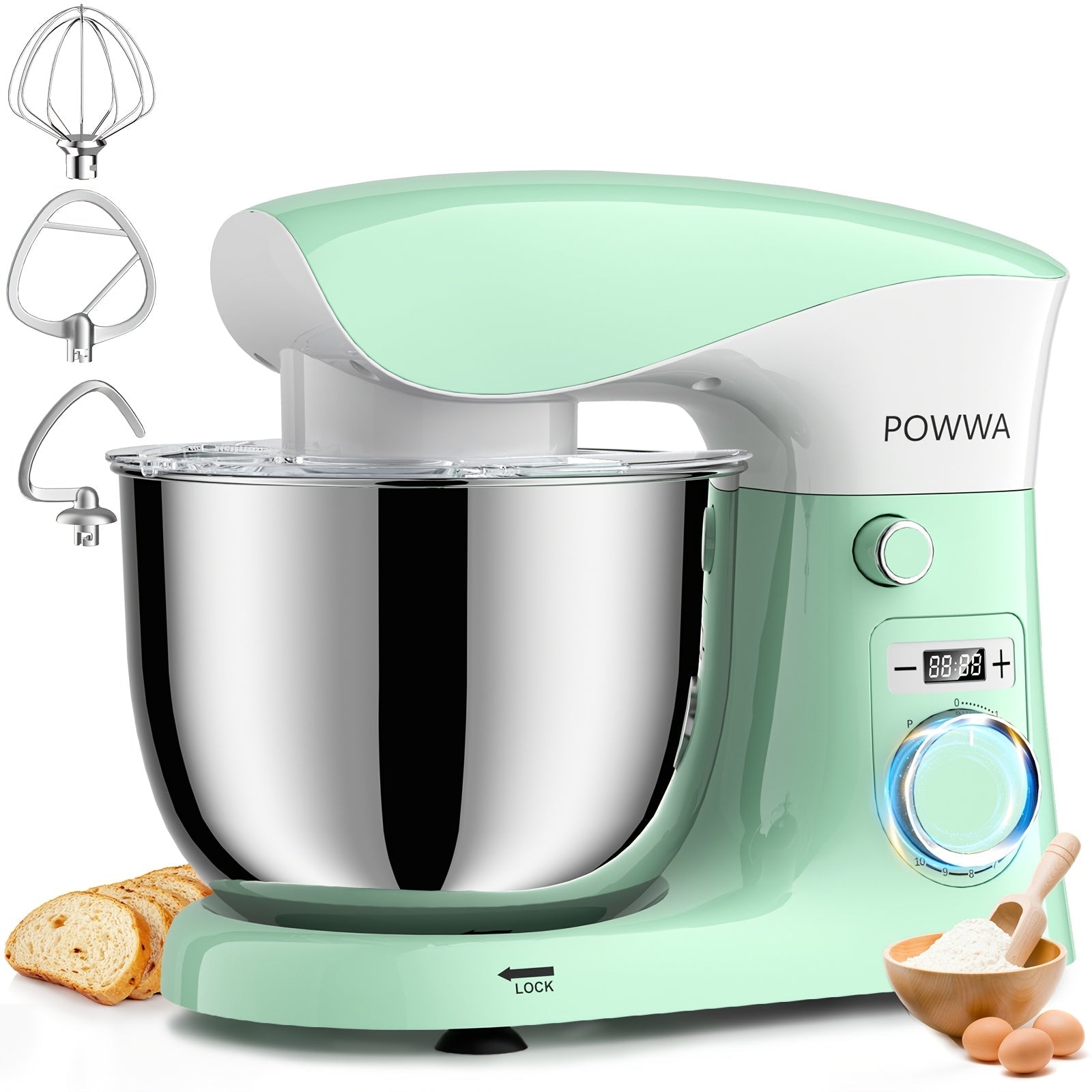 Stand Mixer 6.5 Qt Electric Kitchen Mixer 10-Speed Dough Mixer with Whisk Beater Dough Hook Dishwasher Safe Tilt-Head Food Mixer for Baking Bread Cake Cookie