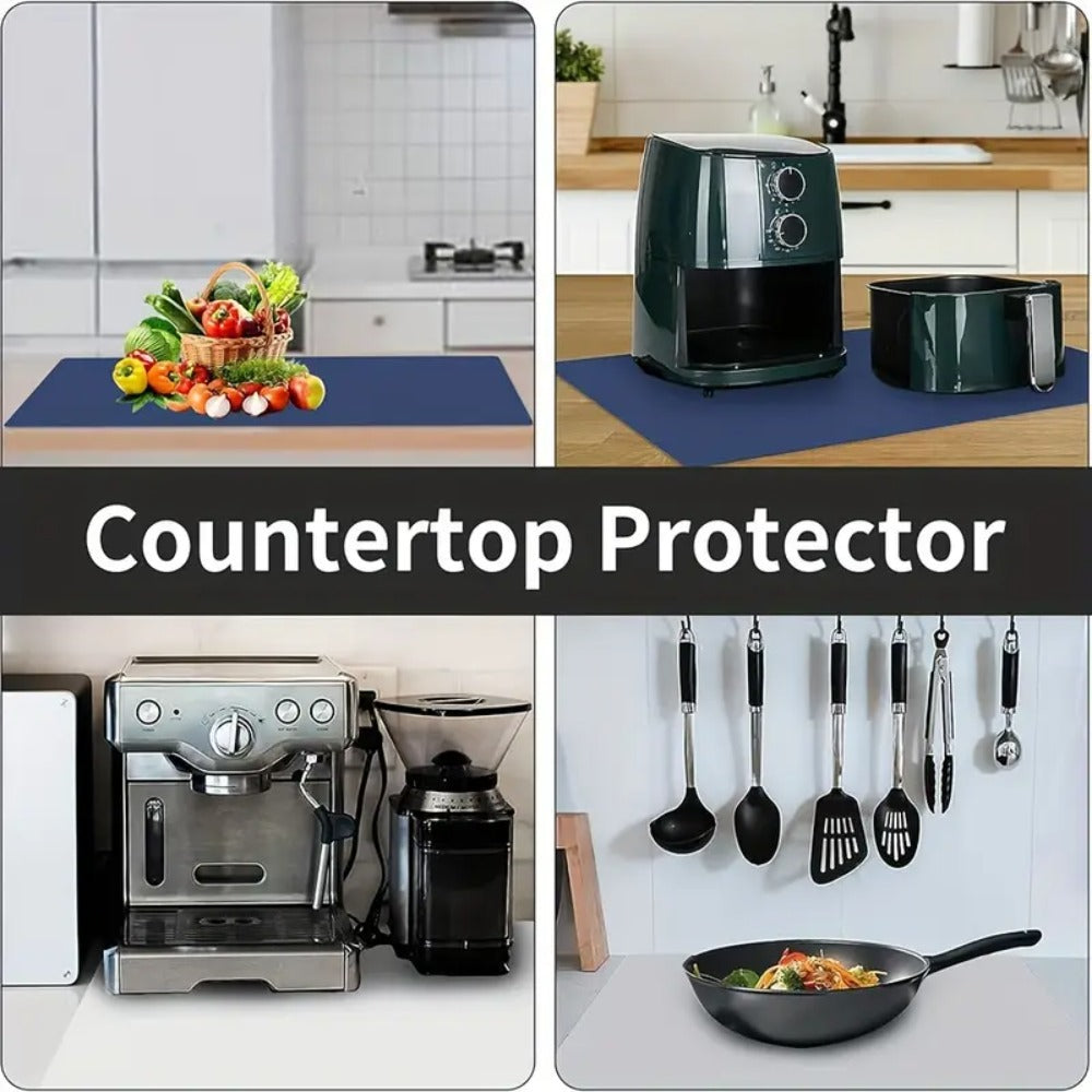Kitchen Counter Mat Heat Resistant Countertop Protector Pad Extra Large Cuttable Non-Slip Mat for Kitchen Counter Dining Table - Waterproof Protective Mat 36 inch 47 inch Black Gray