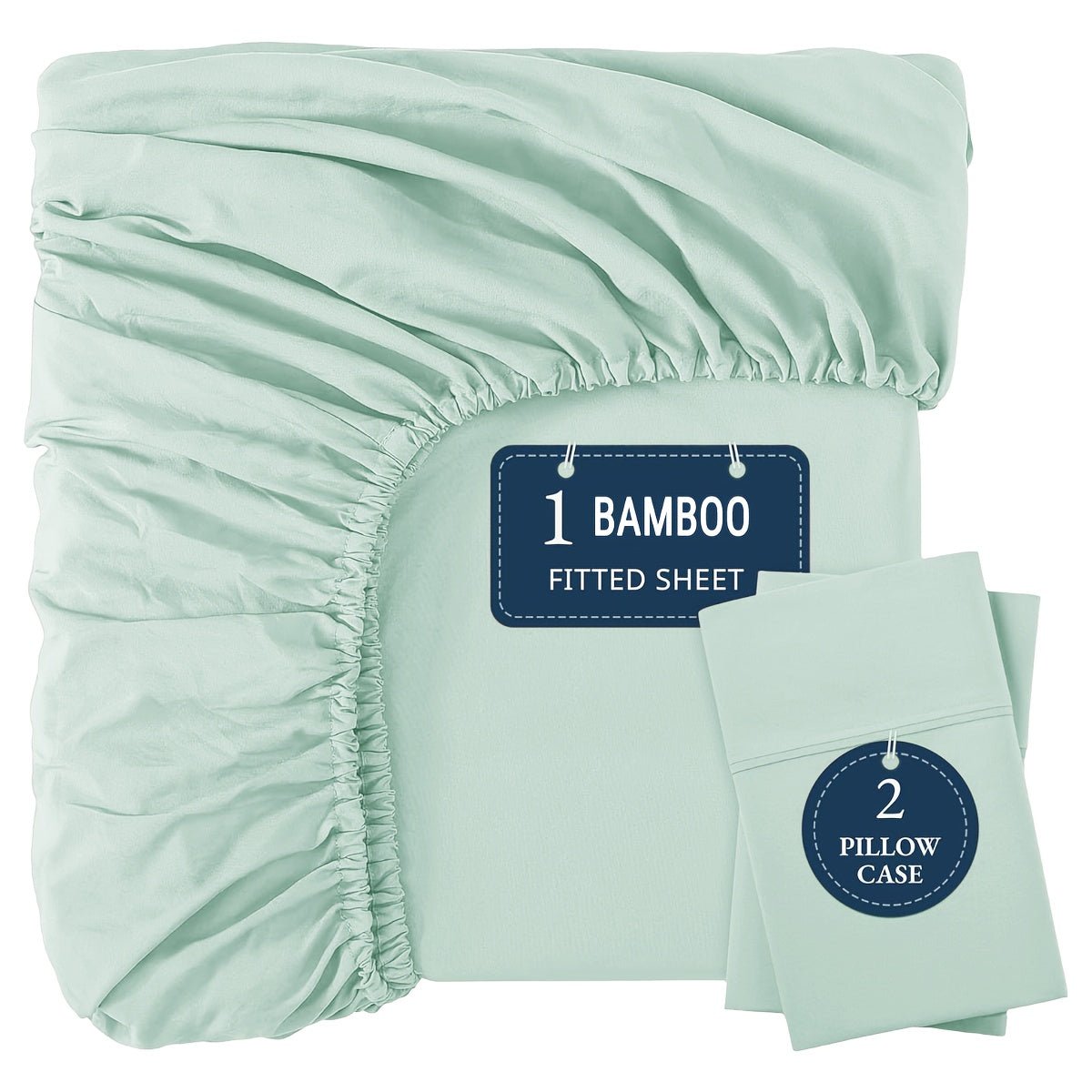 Bamboo Fitted Sheet Set 3-Piece ¨C Cooling Breathable Soft Deep Pocket Bed Sheets, Twin Full Queen King, 12 Colors ¨C Fits Mattress Up to 15¡±
