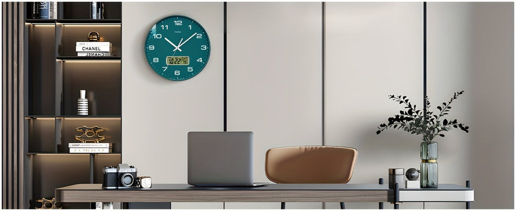 Silent Wall Clock Round Analog 10/12 Inch ¨C Battery Operated, Calendar & Temperature Display, Non-Ticking Quiet Movement for Bedroom, Office & Living Room, Multiple Colors