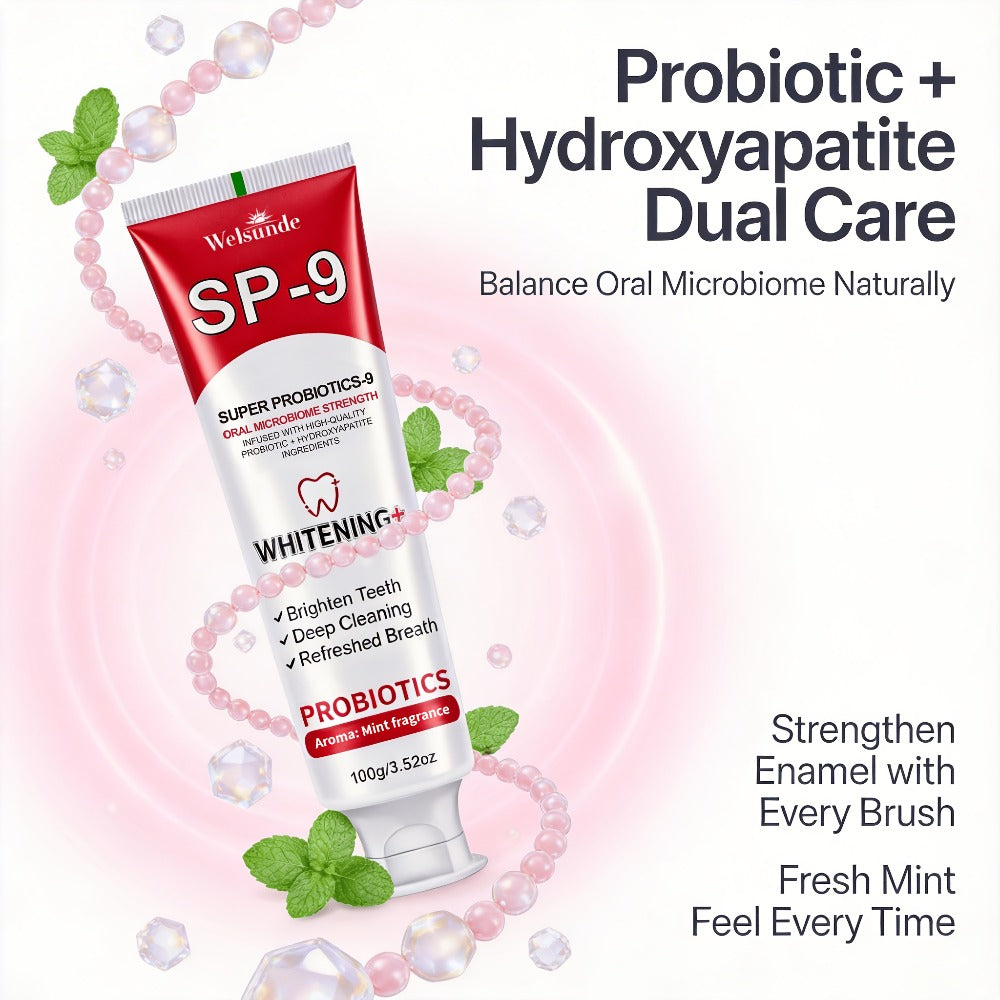 Probiotic Toothpaste with Hydroxyapatite ¨C Super Probiotics-9 European Formula, Deep Cleaning & Gum Care, Mint Fresh Breath, Teeth Brightening Oral Care Gift for Women & Men, 100g