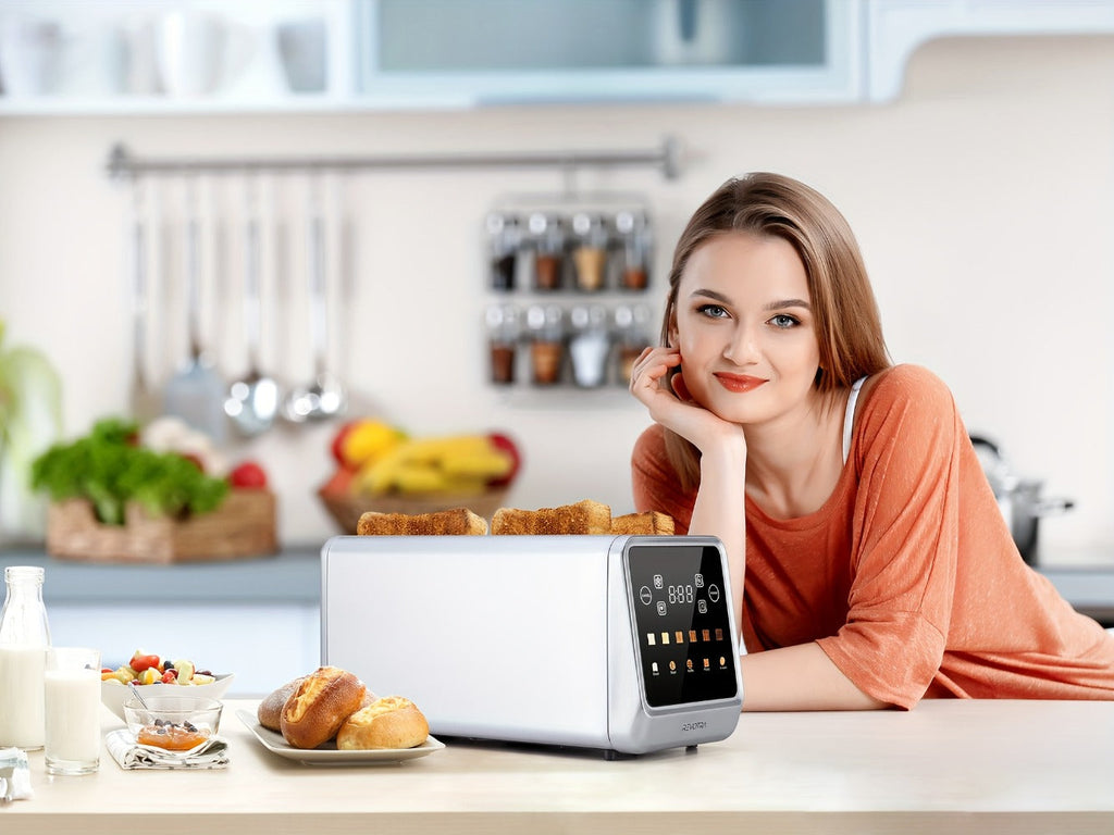 4-Slice Toaster Long Slot Stainless Steel ¨C Touch Screen LED Display, 1.5¡± Wide Slots, Countdown Timer, Memory Function, Dual Control, 6 Shade Settings