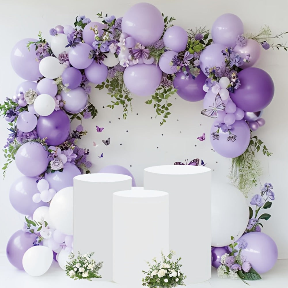 Cylinder Pedestal Stand Covers 5pcs ¨C Stretch Fabric Pillar Covers for Wedding Party Birthday Baby Shower Dessert Table Backdrop Decor White Pink