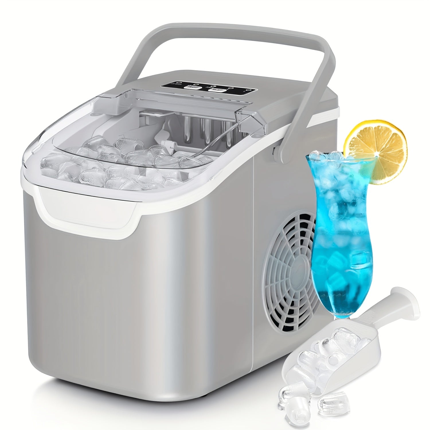 Chewable Ice Maker Countertop ¨C 35 Lbs Nugget Pebble Ice or 26 Lbs Bullet Ice, Self-Cleaning, Includes Ice Scoop & Basket, Perfect Holiday Gift for Home, Kitchen, Easter, Halloween & Christmas