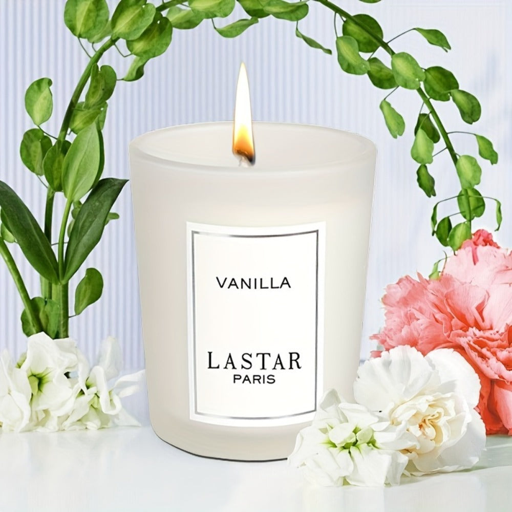 Vanilla Scented Soy Wax Candle in Frosted Glass Jar 70g - Single Wick Smokeless Clean Burn 8-12 Hour for Bedroom Living Room Ambiance Relaxation Valentine's Day Gift Home Decor