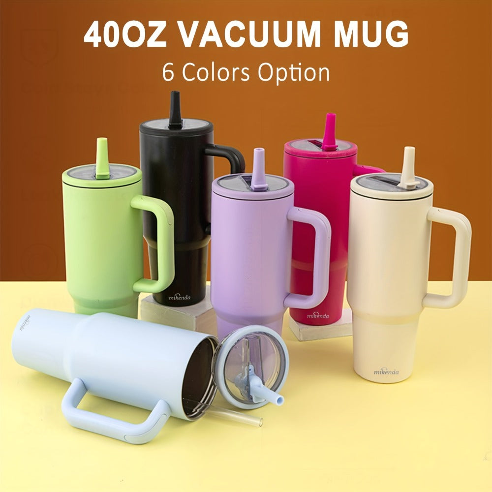Stainless Steel Insulated Tumbler 40oz with Lid and Foldable Straw - Double Wall Vacuum Keeps Hot 12H Cold 24H, Travel Coffee Cup for Home Office Car and Outdoor, Available in 6 Colors, Great Gift for Men and Women