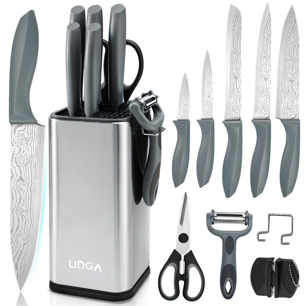 Stainless Steel Kitchen Knife Set Chef Knife Damascus Black Knife Block