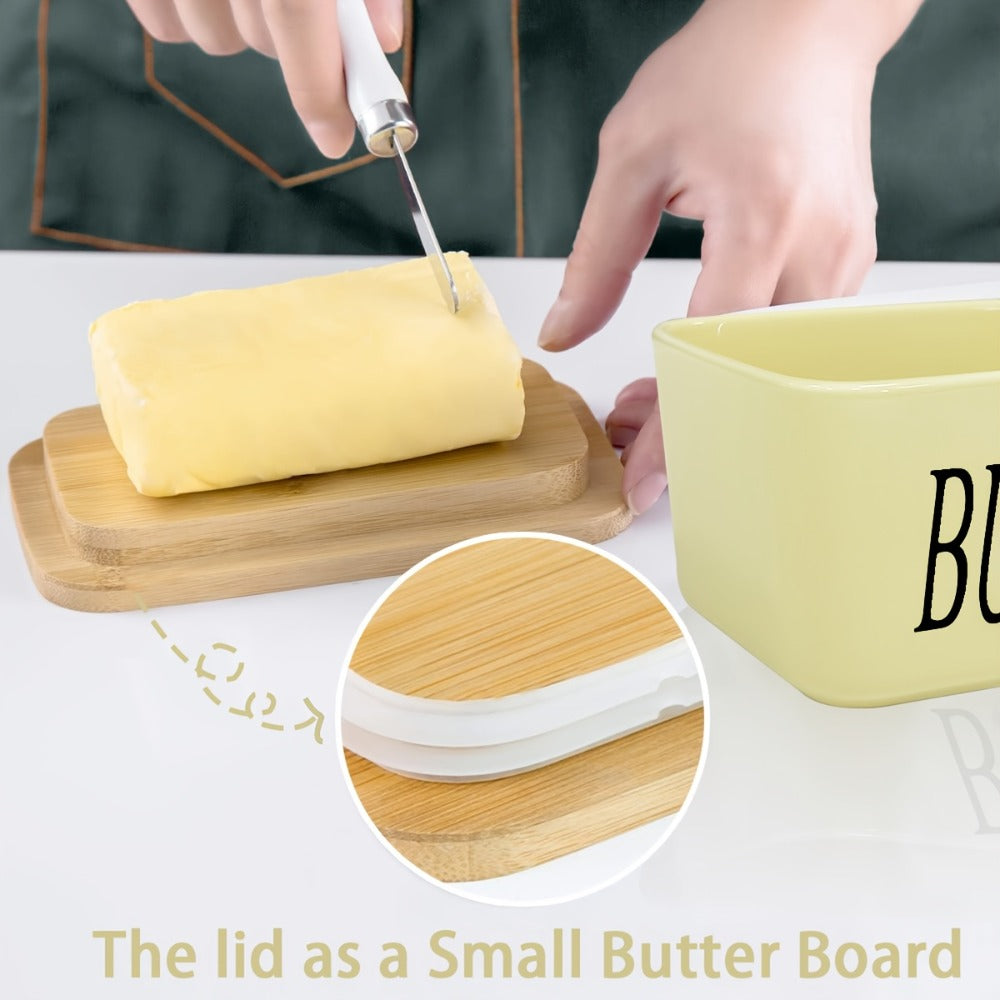 Ceramic Butter Dish with Lid and Knife ¨C Large Countertop Butter Keeper, Airtight Seal, Easy-Clean Design, Multiple Colors ¨C Kitchen Gift for Butter Lovers