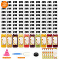 Plastic Juice Bottles with Lids - Clear Reusable Drink Containers for Juice Smoothies Water and Beverages, Available in 12oz and 16oz in Sets of 20, 36, 56 or 100, Includes Funnel and Cleaning Brush