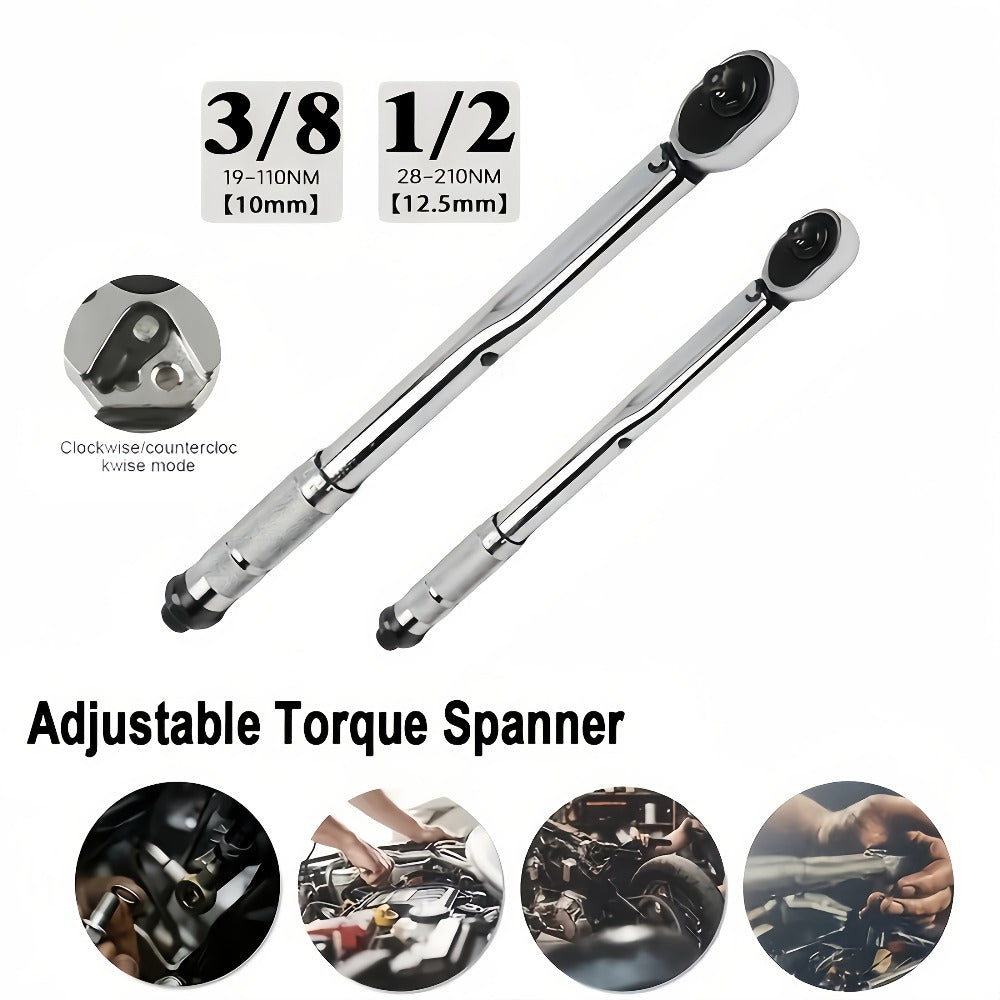 Torque Wrench Adjustable Drive 3/8¡± & 1/2¡± - Preset Click Torque Wrench for Automotive, Bike & Bicycle Maintenance, Ratchet Wrench with Dual Scale, Accurate & Durable, Gift for Husband & Car Enthusiasts