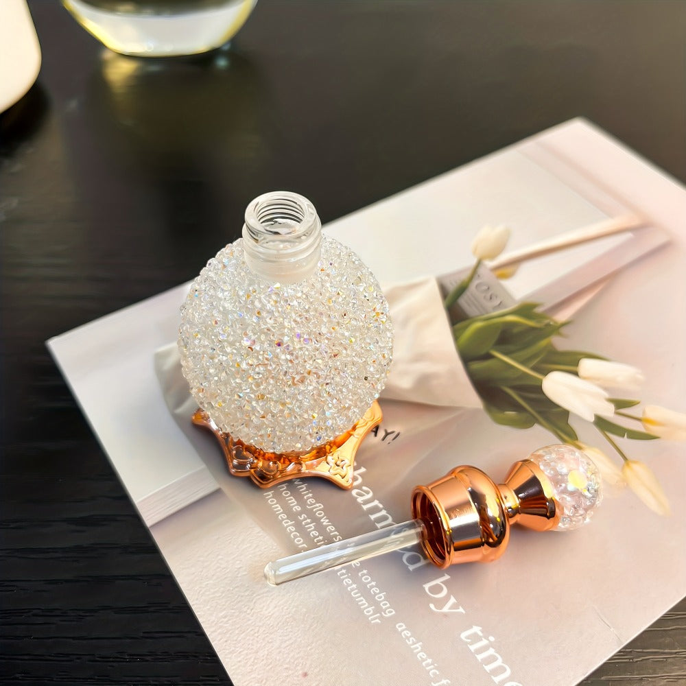 Perfume Bottle Refillable Atomizer 0.51oz, Vintage Imitation Crystal Arabic Style Empty Essential Oil Spray Bottle, Portable Travel Perfume Decanter for Dressing Table Home Decoration Gift