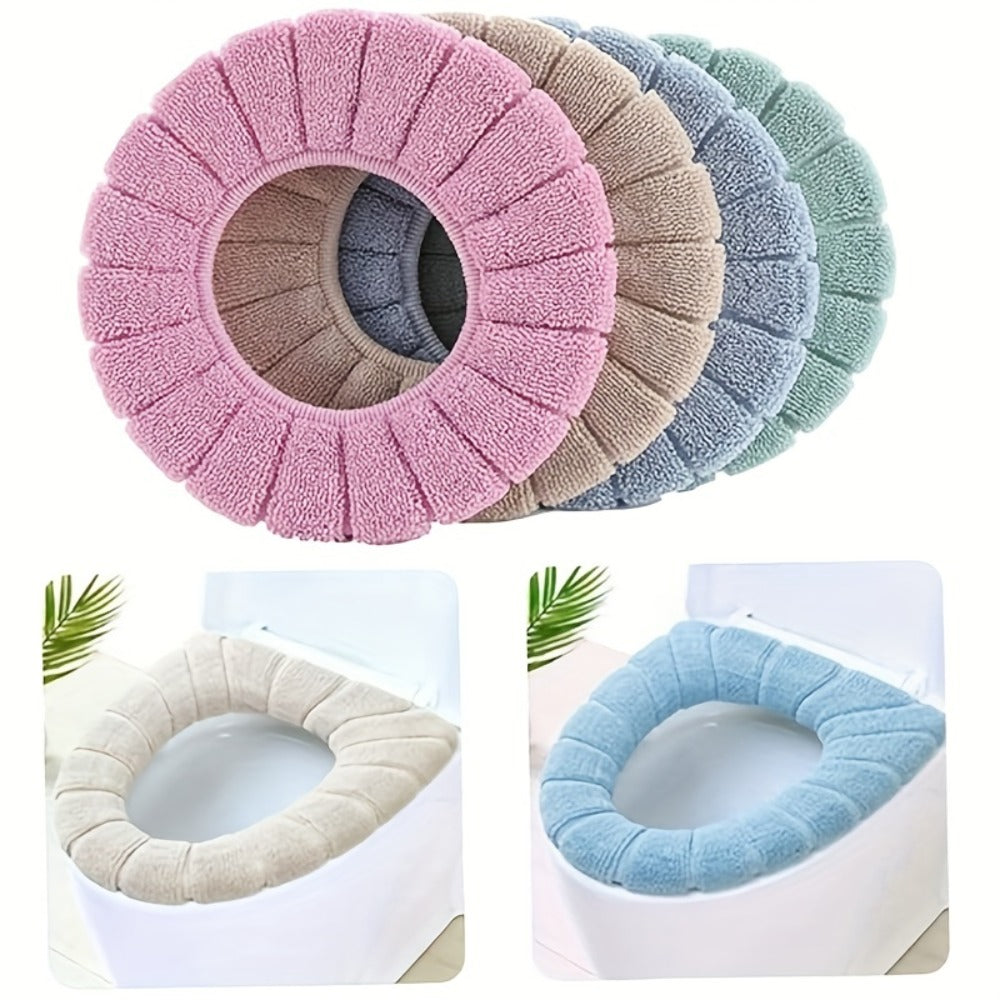 Toilet Seat Cover Set 5pcs ¨C Soft Plush All-Inclusive Machine Washable Bathroom Seat Covers Fit Most Standard Toilets, Skin-Friendly Elastic Fabric