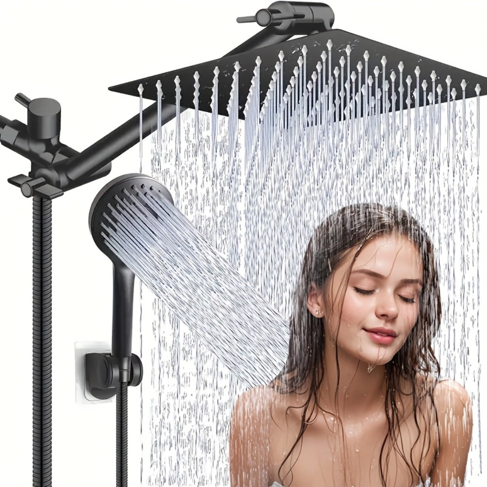 Rainfall Shower Head with Handheld Combo ¨C 8¡± High Pressure Rain Shower, 5-Setting Adjustable, Anti-Leak with 11¡± Extension Arm, Holder & Hose, Height & Angle Adjustable