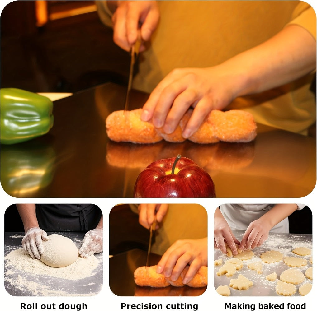 Stainless Steel Cutting Board Extra Large 304 Steel Anti-Slip L-Edge for Baking Kneading Dough BBQ Kitchen Chopping Board 3 Sizes