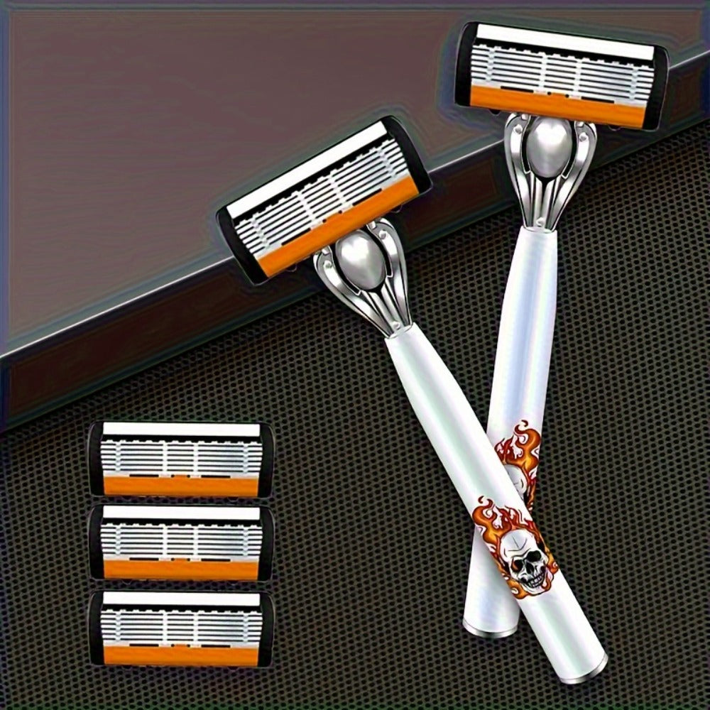 Men's Safety Razor with Replacement Blades - Anti-Slip Stainless Steel Handle Shaver for Beard & Sideburns, Classic Style Wet Shaving Razor, Multiple Blade Bundle Options