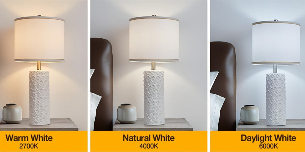 Ceramic Table Lamp ¨C Modern Farmhouse Bedside Lamp with Drum Shade, 3 Color Temperature, Knob Switch, 9W LED Bulb Included, Rustic Nightstand Desk Light for Bedroom Living Room Office Dorm (Multiple Colors)