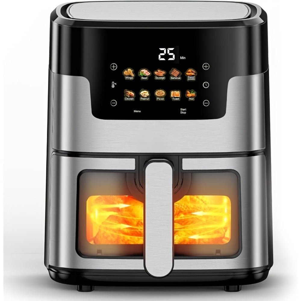Air Fryer 7.5QT 10-in-1 Digital LED Touchscreen | Oilless Cooker with 10 Preset Cooking Modes, Dishwasher-Safe Basket & 100 Paper Liners Included ¨C Large Capacity Family Air Fryer