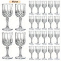 Plastic Crystal Champagne Goblets 48pcs Shatterproof Stackable 7oz Reusable Wine Glasses for Wedding Party Christmas Halloween Elegant Vintage Tableware Drink Cups