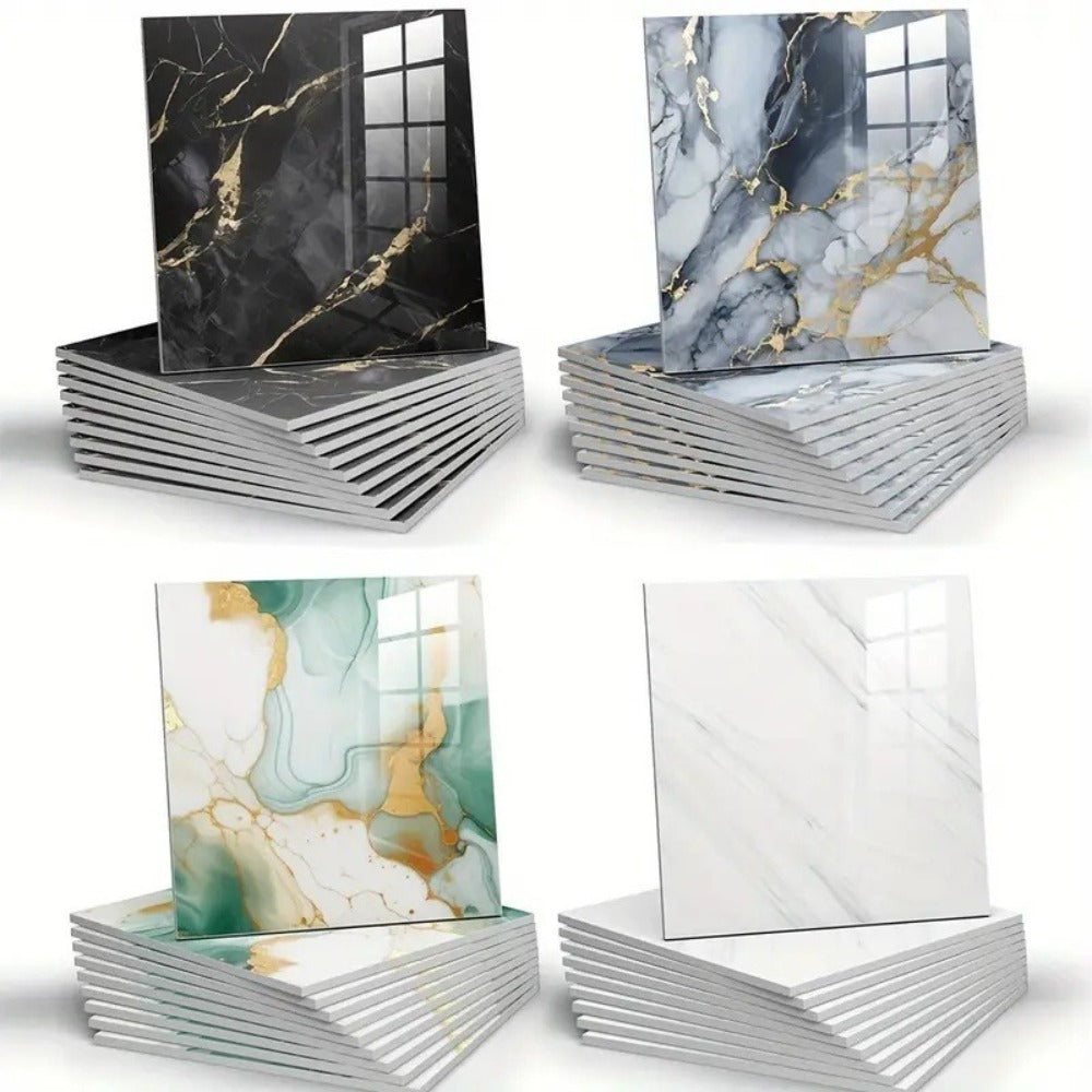 Self-Adhesive PVC Marble Tile Stickers 20pcs 30x30cm Waterproof Wall Panels for Bathroom Kitchen Living Room Backsplash Decor
