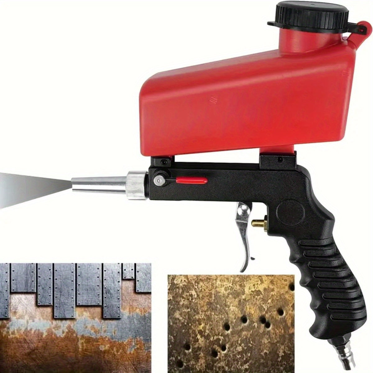 Sandblasting Gun Pneumatic 90 PSI Adjustable | Portable Gravity Air Sand Blaster for Rust Removal, Paint Stripping & Surface Prep ¨C Compact Blasting Power Tool