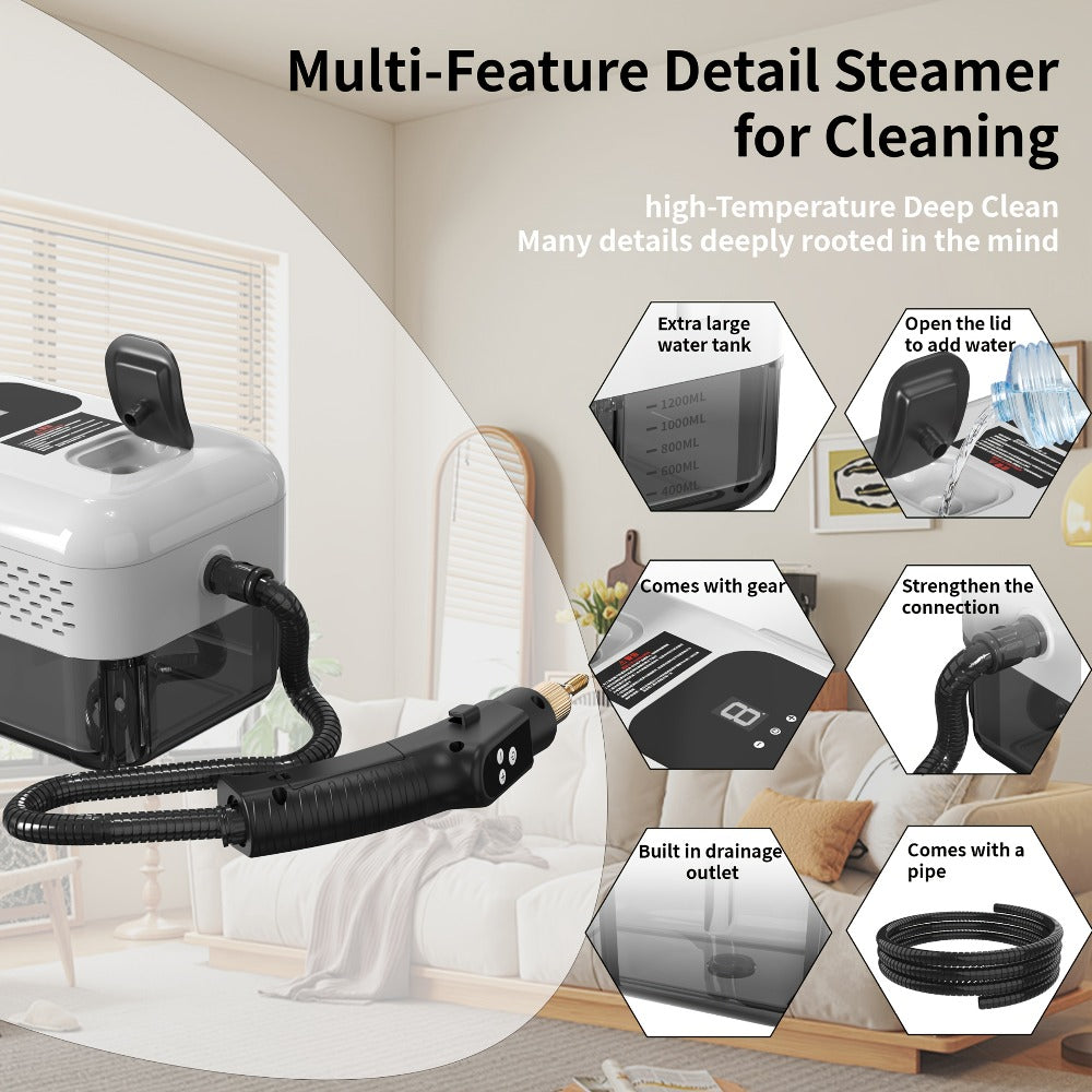Portable Steam Cleaner High-Temperature High-Pressure Handheld Steamer for Home, Carpet, Tile & Grout Cleaning ¨C 9-Speed Adjustable, 3 Models: Basic, Upgraded & Smart
