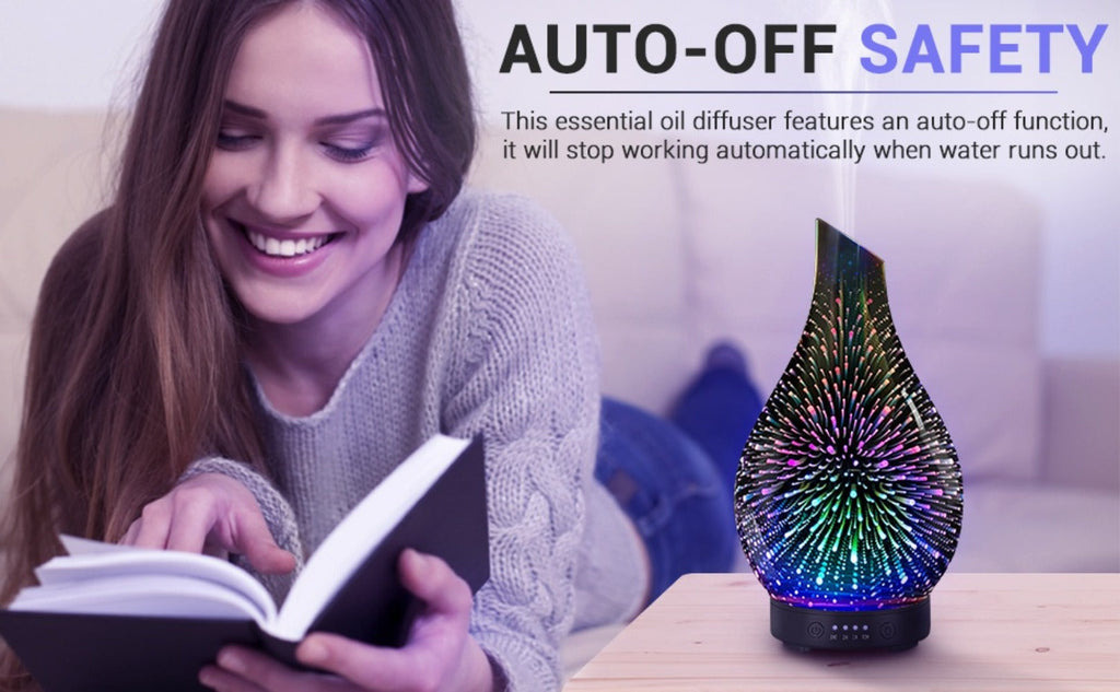 Essential Oil Diffuser Glass Ultrasonic Cool Mist Aromatherapy Diffuser ¨C 4.06 oz Quiet Waterless Auto Shut-Off, 4 Timer Settings, 7 Color Night Light, Home Office Bedroom Use (Silver)