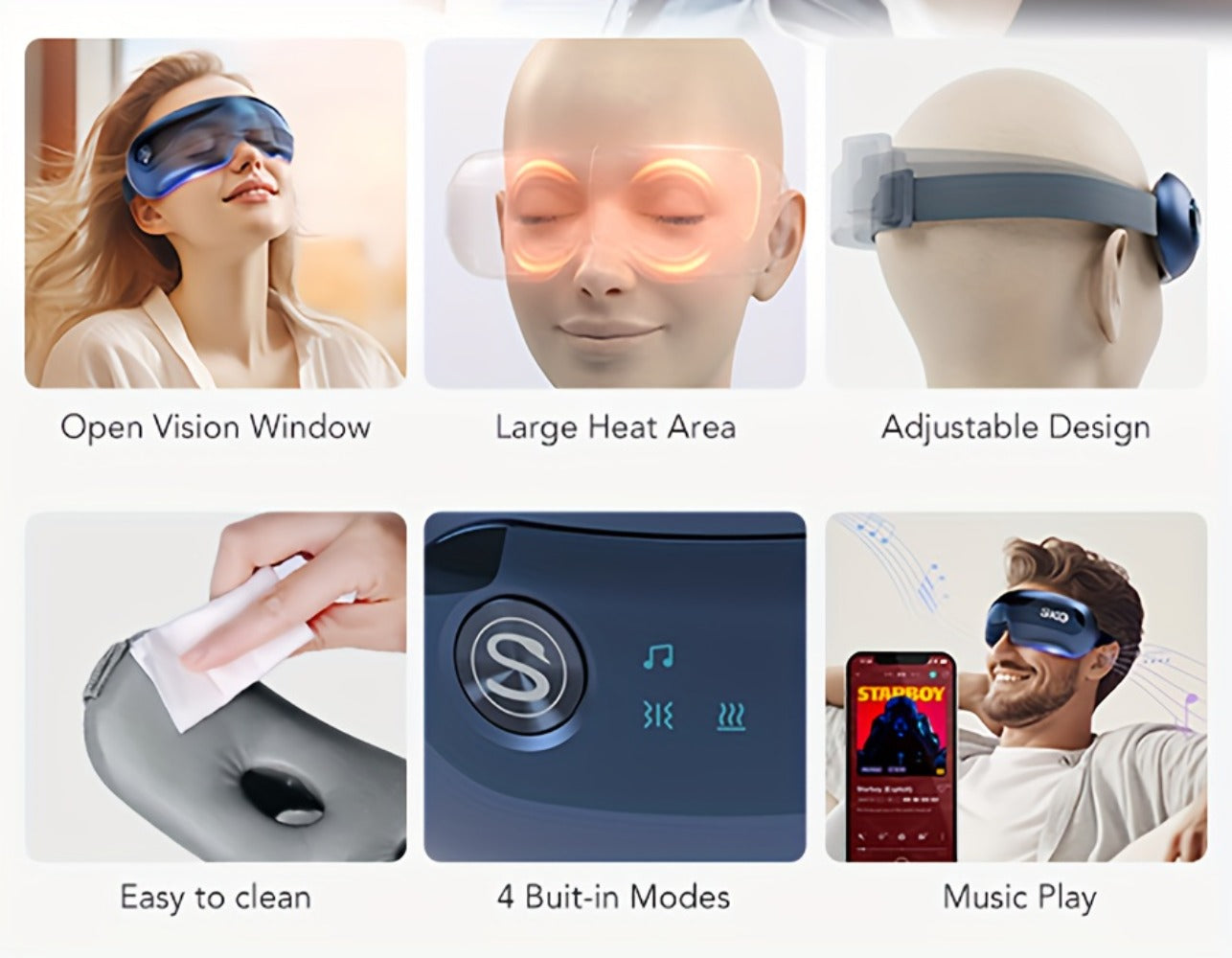 Eye Massager with Heat SKG E3 PRO Portable - Music Playback Built-In Vision Window Eye Relaxation Mask for Eye Strain Fatigue Relief, Heated Eye Massager Gift for Men & Women, Blue