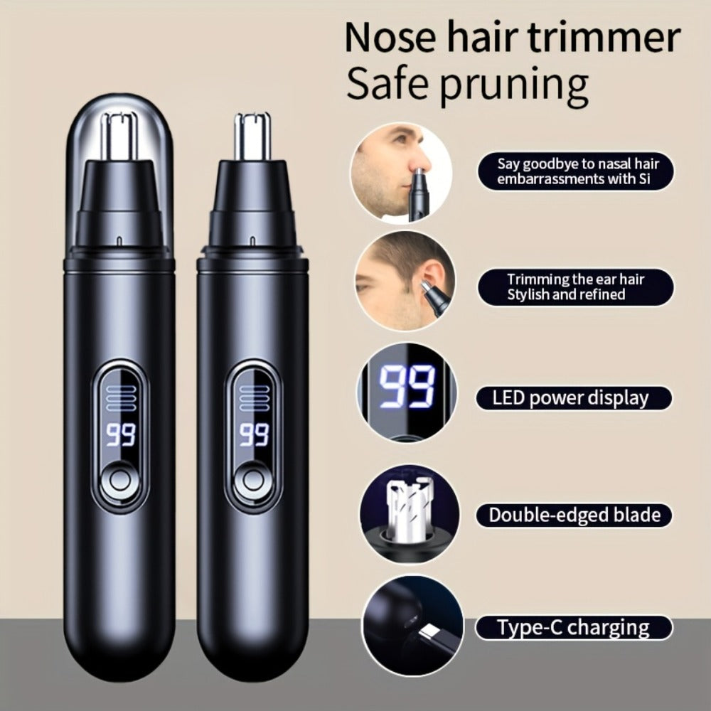 Electric Nose Trimmer with LED Display ¨C USB Rechargeable Painless Facial Hair Removal Device for Men & Women, Nose Ear & Eyebrow Trimmer, Upgraded Grooming Tool, Ideal Gift
