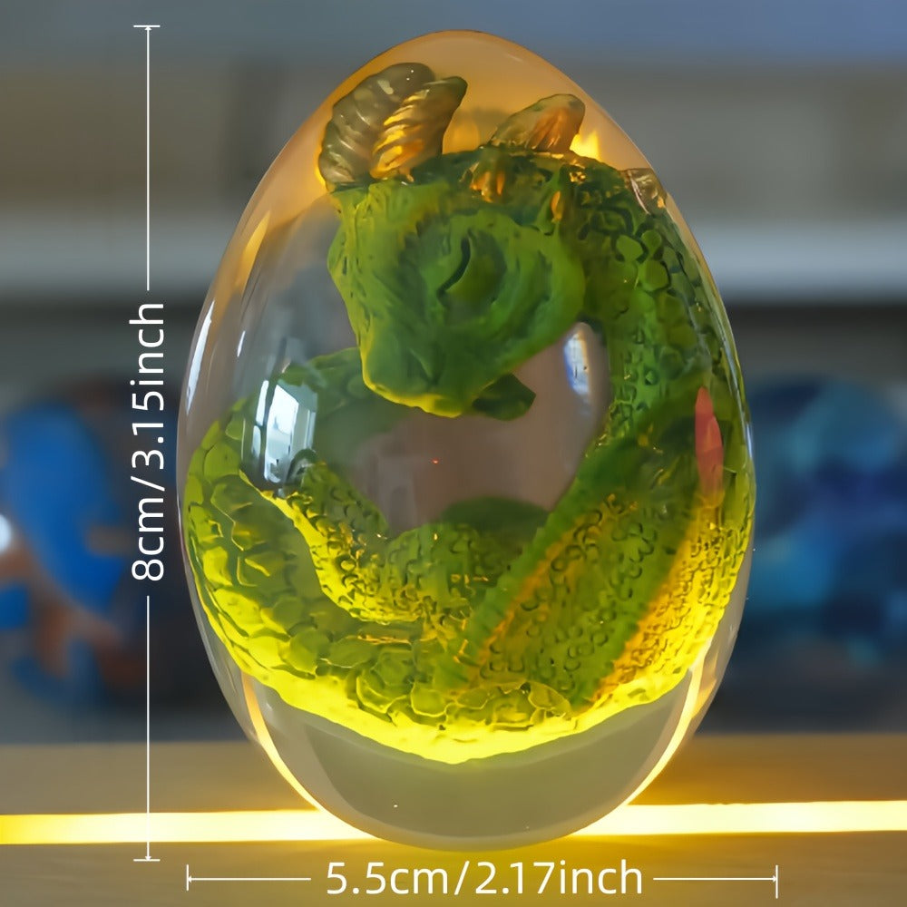 Dragon Egg Statue Transparent Resin Dragon Egg Figurine Dinosaur Souvenir Collectible Craft for Home Decor Desktop Display Birthday Christmas Halloween Gift Red Purple Green Blue