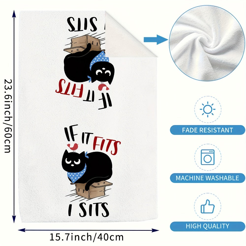 Cat Kitchen Dish Towels 4pcs ¨C Funny Cat Tea Towels for Cat Lovers, Housewarming Gift, Cute Knit Fabric Hand Towels 16x24 Inch