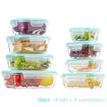 Glass Meal Prep Containers 16 Piece Set (8 Lids + 8 Containers) - Borosilicate Glass Food Storage with Leak Proof Lids, Oven Microwave Dishwasher Freezer Safe, BPA Free, Multiple Sizes