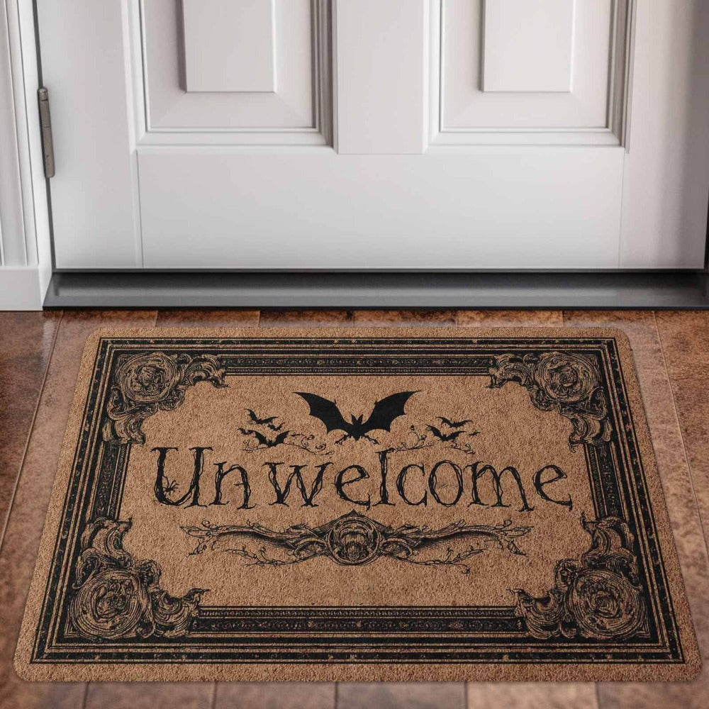 Gothic Bat Unwelcome Doormat Non-Slip Welcome Mat Halloween Home Decor Entrance Rug Indoor Floor Mat