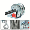 Manual Hand Winch Heavy Duty Carbon Steel 800-1600 lbs - Double Brake Safety System, Strap Winch with Mooring Hook & Safety Pawl, for Boat, ATV, Trailer, Farm, Garage & Industrial Pulling Tasks