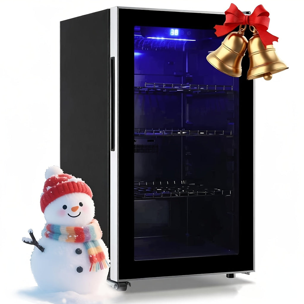 Beverage Refrigerator with Glass Door ¨C Mini Fridge 2.0/3.5/4.0 Cu Ft, LED Lights, Adjustable Shelves, R600a Cooling for Beer, Wine & Drinks, Home, Office & Bar