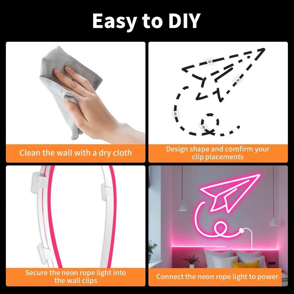 LED Neon Light Strip 32.8ft 10m 1200 LEDs Super Bright, IP65 Waterproof 24V Flexible Neon Strip with Power Adapter & Mounting Clips, White Pink Warm White Ice Blue, Bedroom Kitchen Outdoor Christmas Halloween Decor