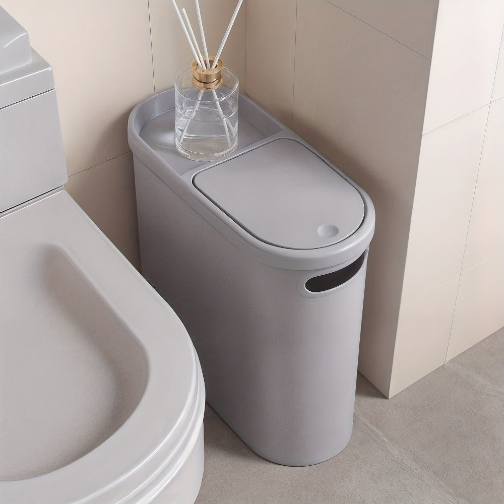 Small Bathroom Trash Can with Built-In Handles Rustproof Space Saving Plastic Waste Bin for Bathroom Laundry Office Includes Trash Bags