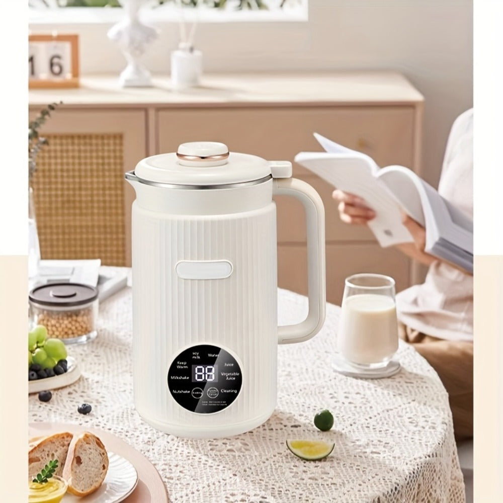 8-in-1 Nut Milk Maker 35oz 8-Blade - Almond Oat Soy Coconut Plant-Based Milk Machine with Delay Start Keep Warm Self-Cleaning Boil Water Function - Non-Dairy Beverage Blender Soy Milk Maker Beige