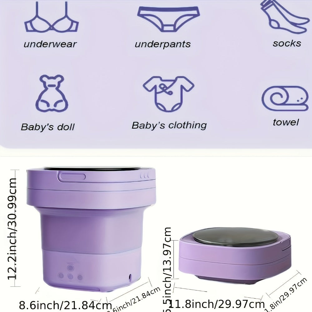 Portable Mini Washing Machine 3 Cleaning Modes | Compact Travel Washer for Underwear Delicates | Space-Saving Laundry Solution for Apartments, RVs, Camping & Dorms