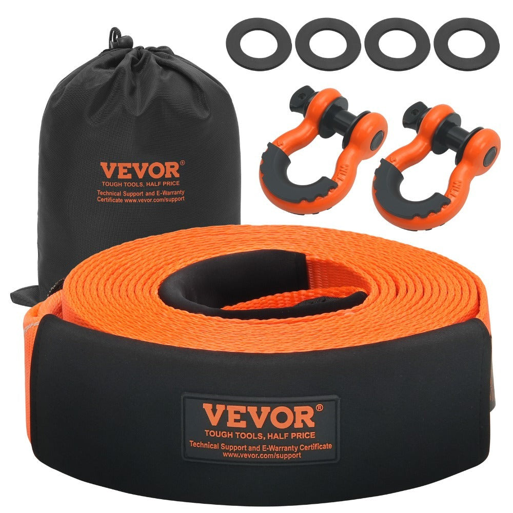 Tow Strap Recovery Kit 3 Inch x 30 ft 36000 lbs Breaking Strength Triple Reinforced Loop Protective Sleeves D-Ring Shackles Storage Bag for Truck Jeep SUV ATV Off Road