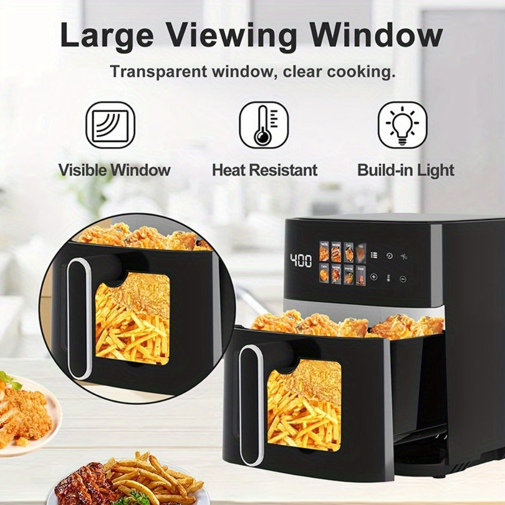 Air Fryer 5 Quart 8-in-1 Electric Hot Air Oven 1350W with LED Touchscreen & 360¡ã Hot Air Circulation ¨C Large Capacity Digital Air Fryer for Fry Roast Bake Grill Dehydrate, Black