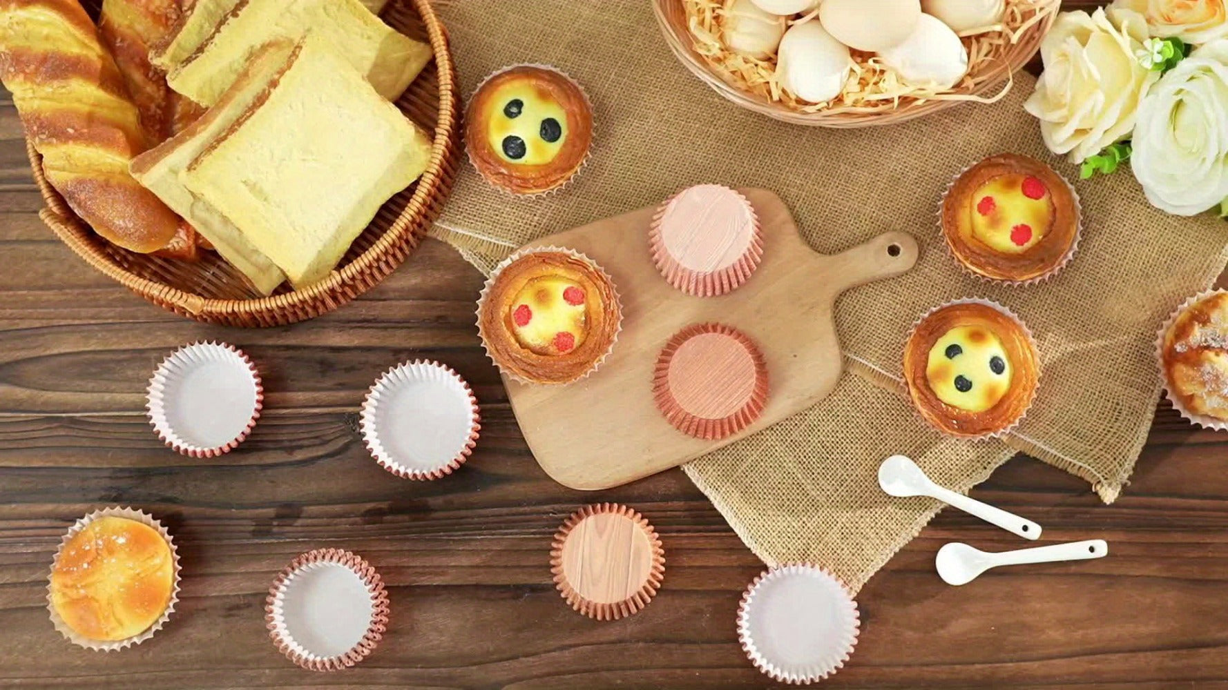 Cupcake Liners 300pcs Woodland Animal Paper Muffin Cups, Woodgrain Cupcake Wrappers for Birthday Party, Baby Shower, Wedding, Bridal Shower, Holiday Baking, Christmas, Easter, Halloween Decorations
