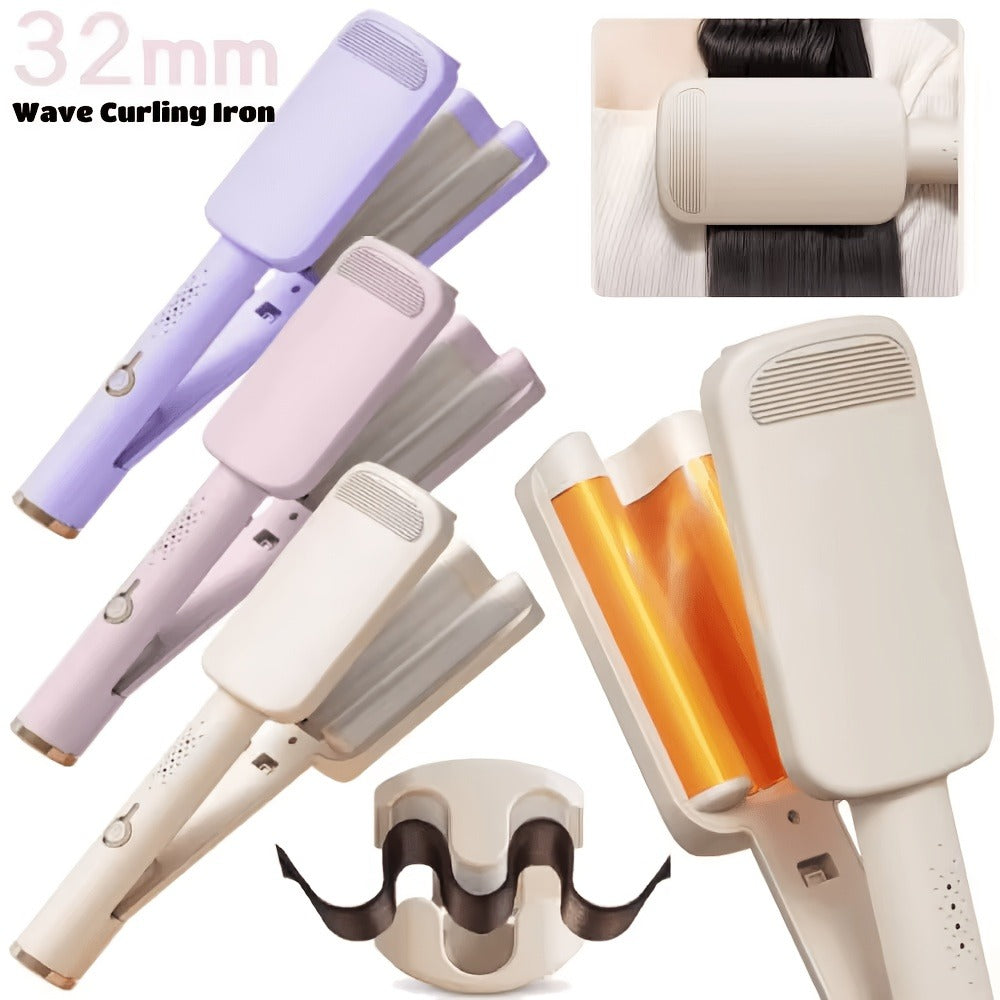 Hair Curling Iron 1.25 Inch - Beach Wave Curling Wand with Dual Voltage, Deep Wave Barrel, Anti-Frizz Ceramic Coating, Easy Home Use, Travel-Ready Styling Tool for All Hair Types