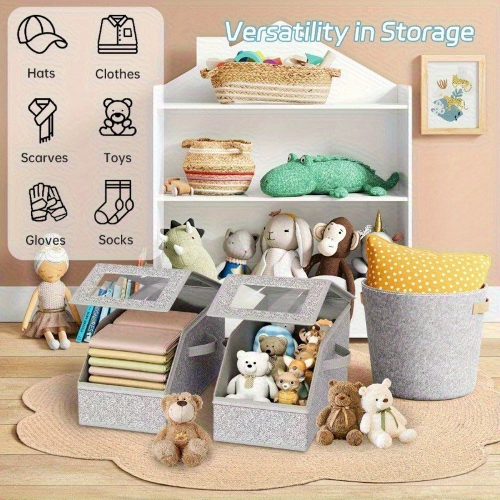 Stackable Baseball Cap Storage Box with Clear Viewing Window ¨C Hat Organizer for Closet Holds Up to 30 Caps, Space-Saving Design for Hats, Underwear, Socks & Toys ¨C For Men & Women (2 or 4 Pack)