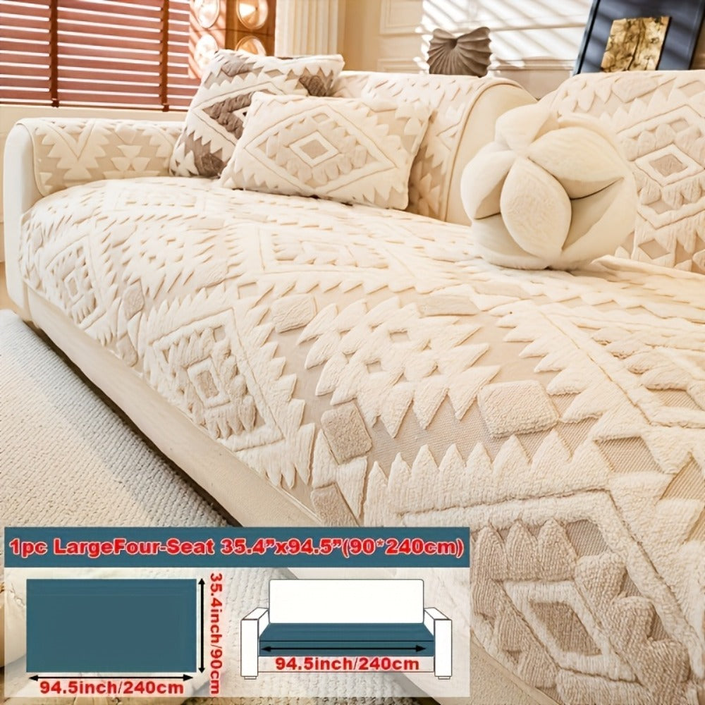 Thick Plush Sofa Cover Non-Slip Pet Friendly Machine Washable Couch Slipcover Furniture Protector for Living Room Bedroom Office Armrest to 4-Seat Multiple Colors